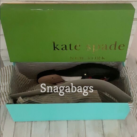 KATE SPADE NIB CANYON BLACK NAPPA POINTED TOE SLIP ON FLAT SHOES SIZE 7.5 M - Picture 9 of 11